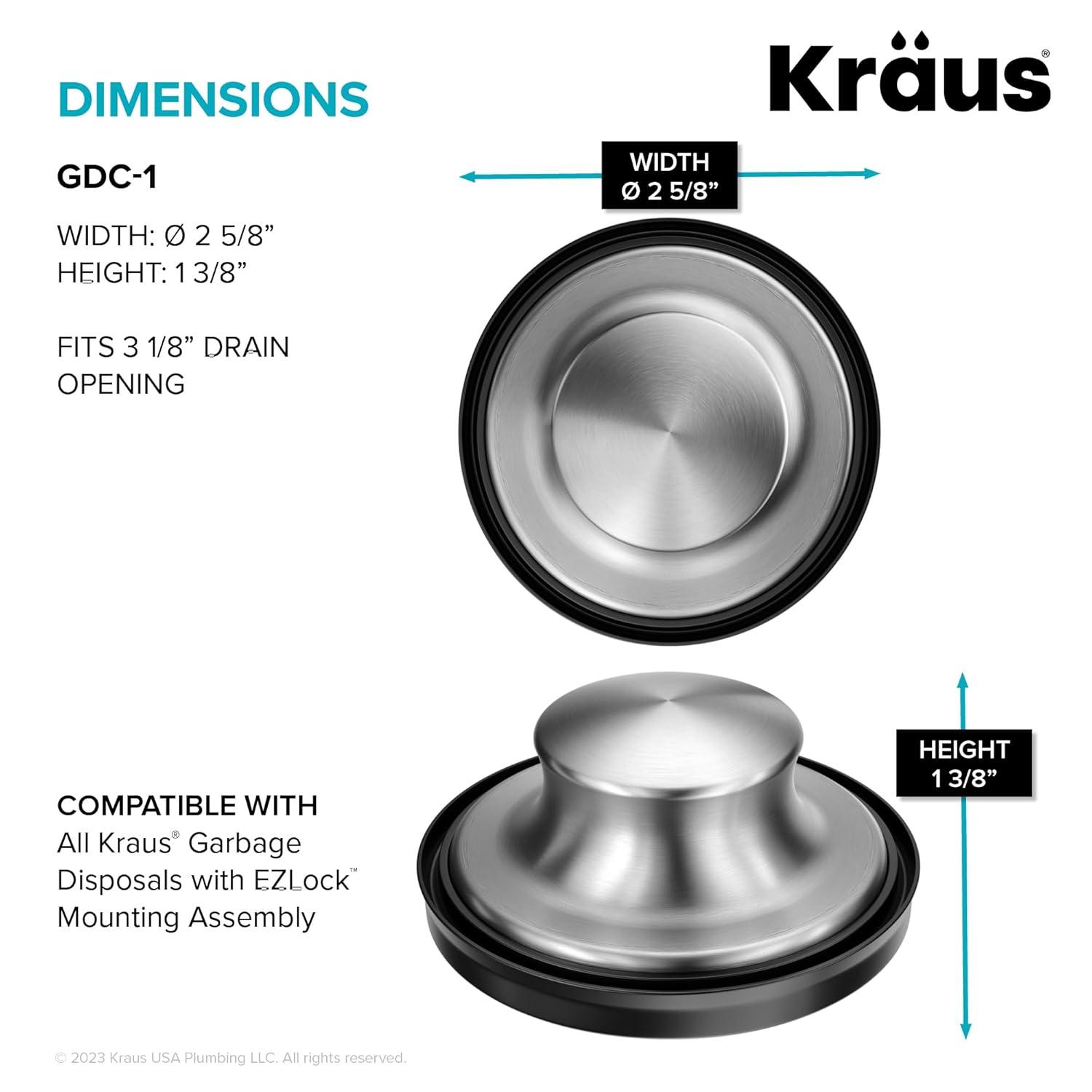 KRAUS WasteGuard Kitchen Sink Stopper for Garbage Disposals with EZLock Mounting Assembly, GDC-1