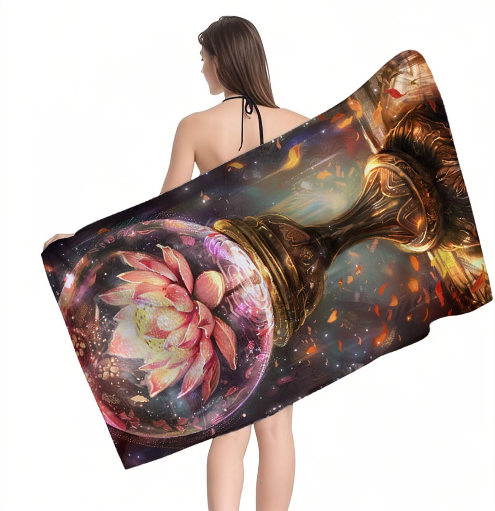 Ręcznik plażowy z mikrofibry 220 x 100 cm duży ręcznik kąpielowy żonkile mata plażowa anty piasek, ręczniki sportowe, szybkoschnące, kompaktowe i lekkie, na plaże, sport, podróże, sauna, basen Y1-85