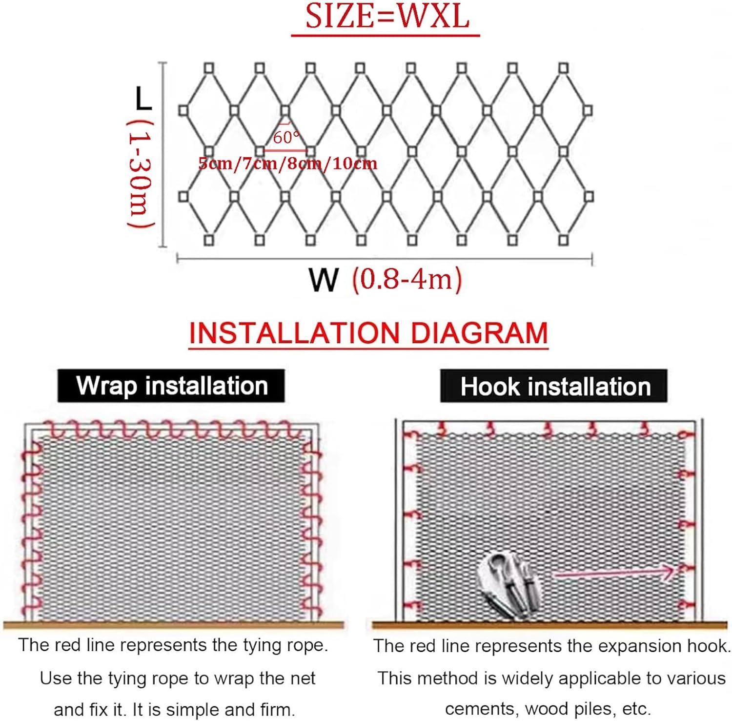 Stainless Steel Safety Netting for Railings 1.5mm Mesh Rope Net for Gardening Football Field & Plant Support 1.5x4m Durable Garden Netting