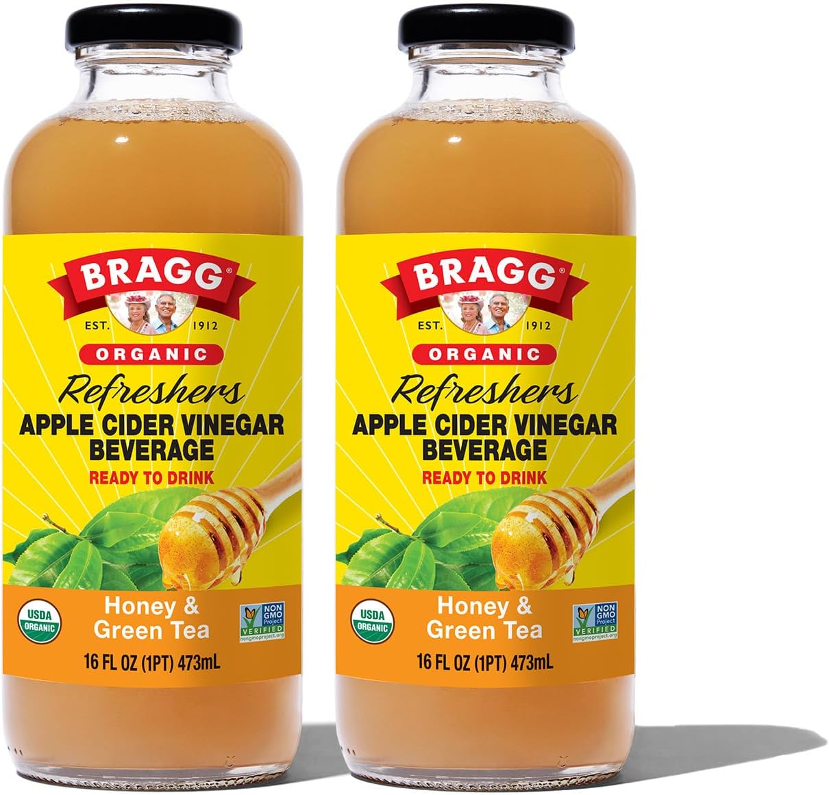 Bragg Honey and Green Tea Apple Cider Vinegar Refresher - (2 Pack) 16 fl oz - Raw and Unfiltered