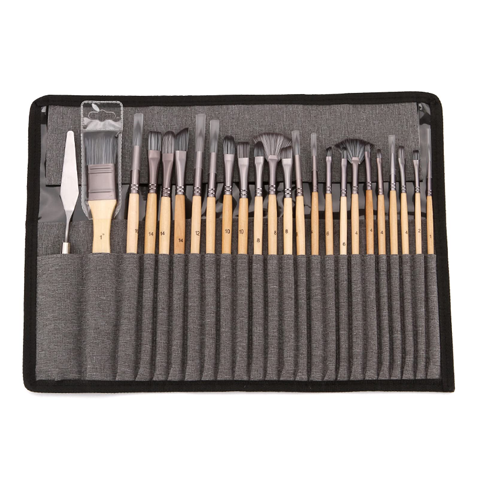 RBRMHM 24Pcs Artists Paint Brush with Roll-up Bag Portable Art Set for Beginner Watercolor Acrylic Oil Painting Face Body Art
