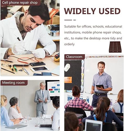 Miniatura 7 de SEWACC Caja de almacenamiento para teléfono celular 36 rejillas soporte de madera para teléfono celular organizador de escritorio caja de