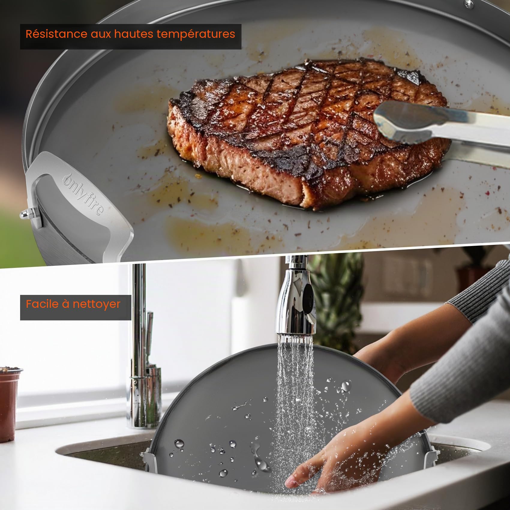 Onlyfire Ø 47 cm Plaque Plancha pour Big Green Egg et Kamado Joe, Plaque de Cuisson avec Poignée