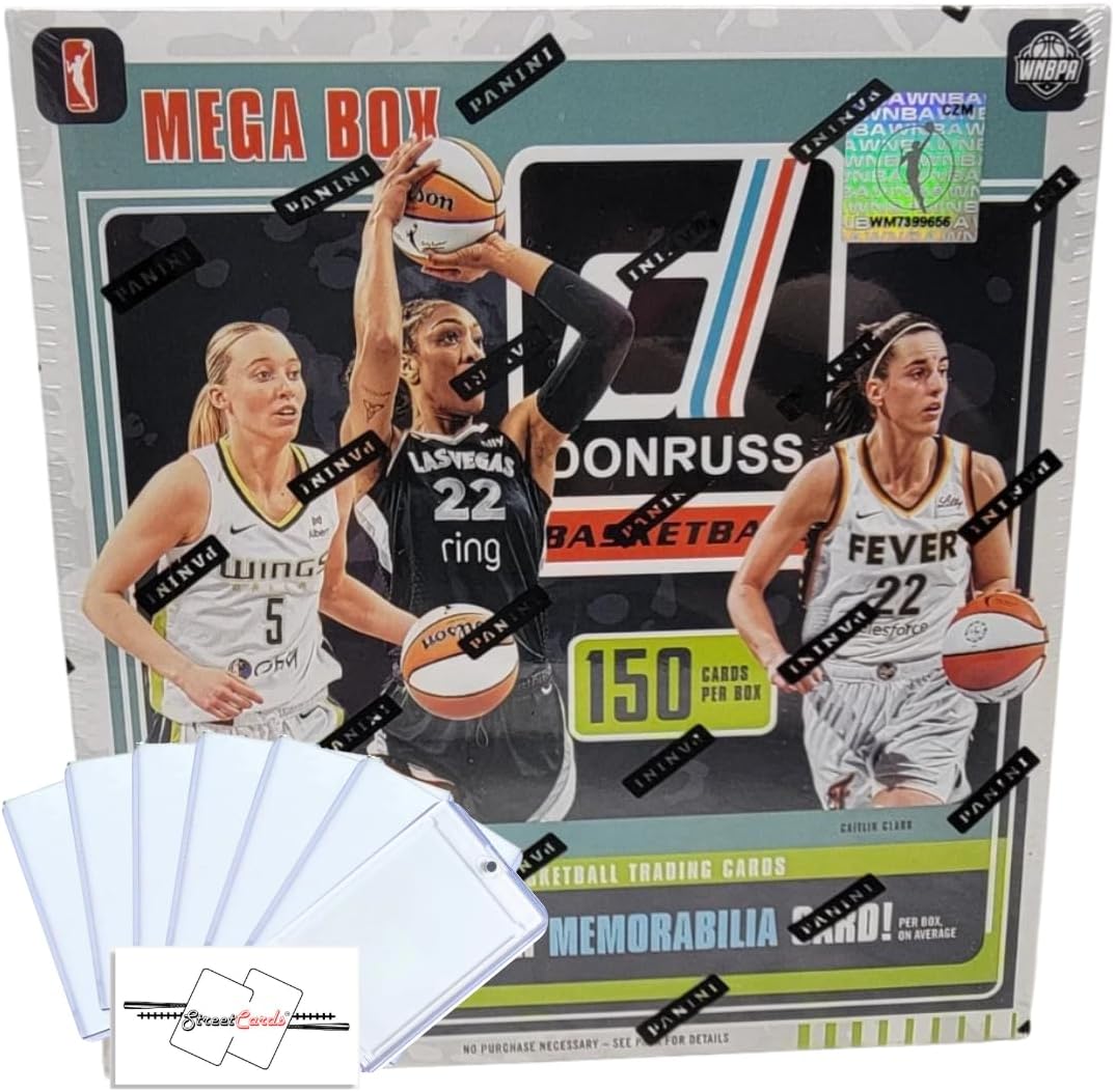 2025 Donruss Women's Basketball WNBA Mega Box with 150 Total Trading Cards + 6 Toploaders + Magnetic Holder and StreetCards Magnet! Look for Caitlin Clark!
