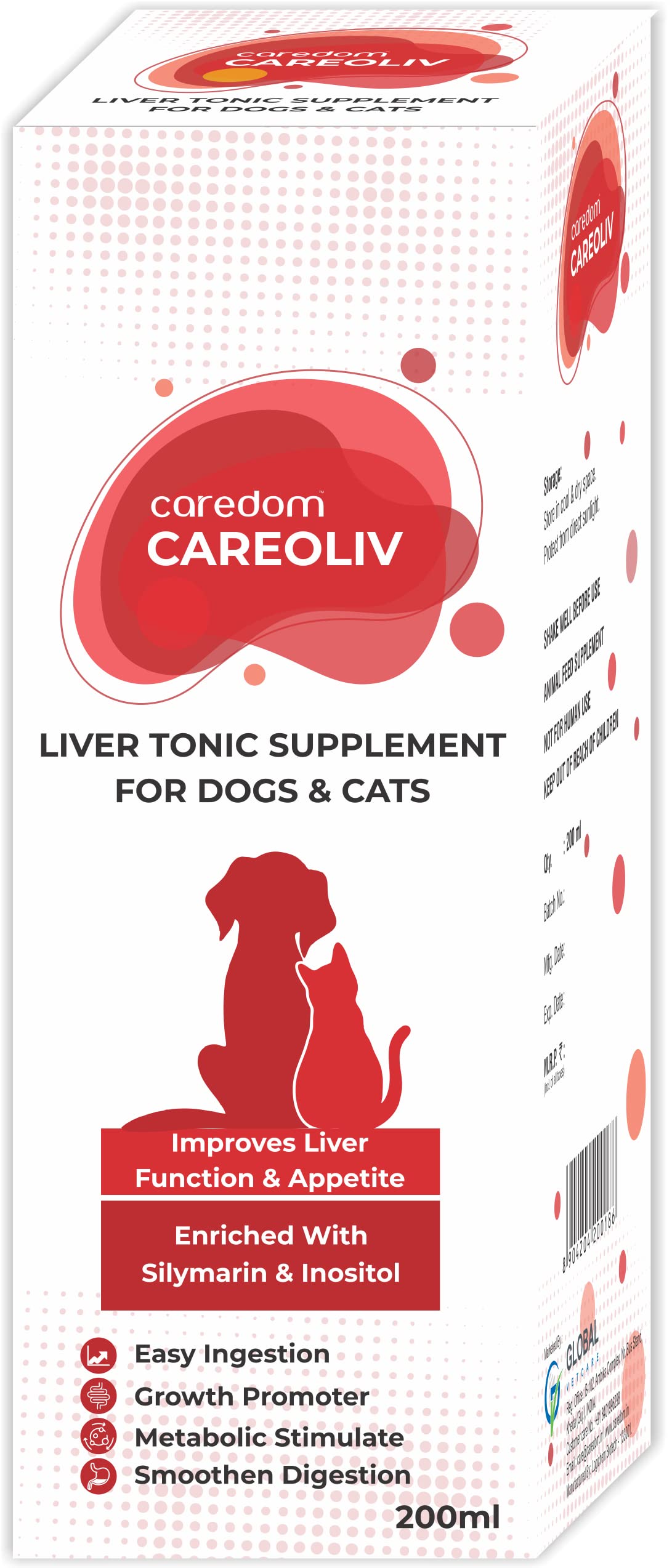 Careoliv Liver Tonic for Dog – Supports Metabolism & Appetite Function | Dog Liver Tonic Syrup Supplement for Pets with Silymarin & Inositol, Liquid 200 ml