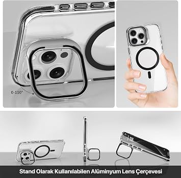 Luxo Series High Quality Case Compatible with Magsafe for Minesk iPhone 14 Pro Ultra Transparent Appearance And Ergonomic Design With Stand (Black, 14 Pro)
