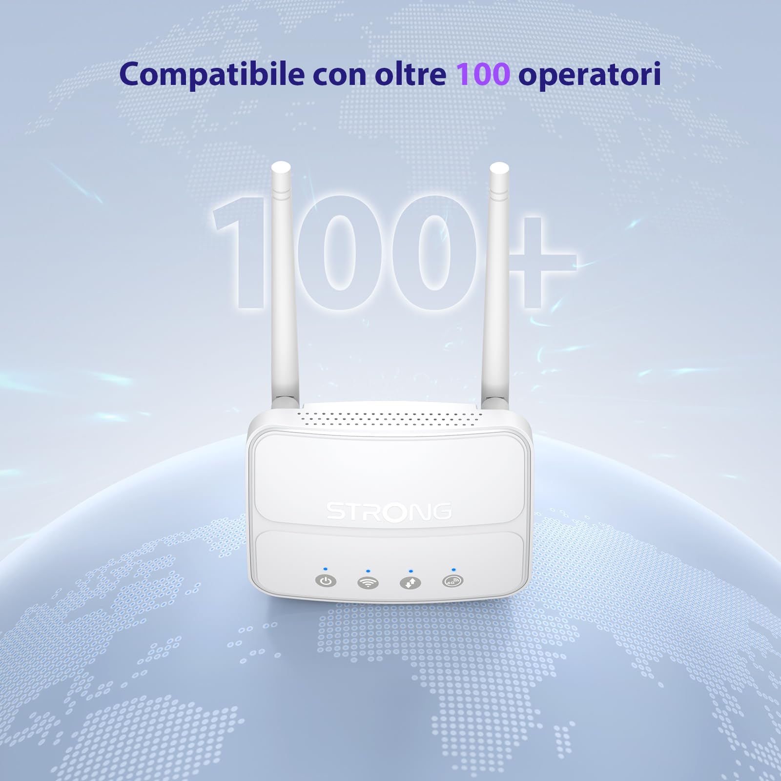 Strong Router WiFi N300 Mbps con SIM, Router 4G Cat4 LTE, Porta LAN 100 Mbps, Antenne Staccabili, Plug and Play, Supporta fino a 32 Dispositivi, USB 3.0, Rete Sicura (4GROUTER360M)