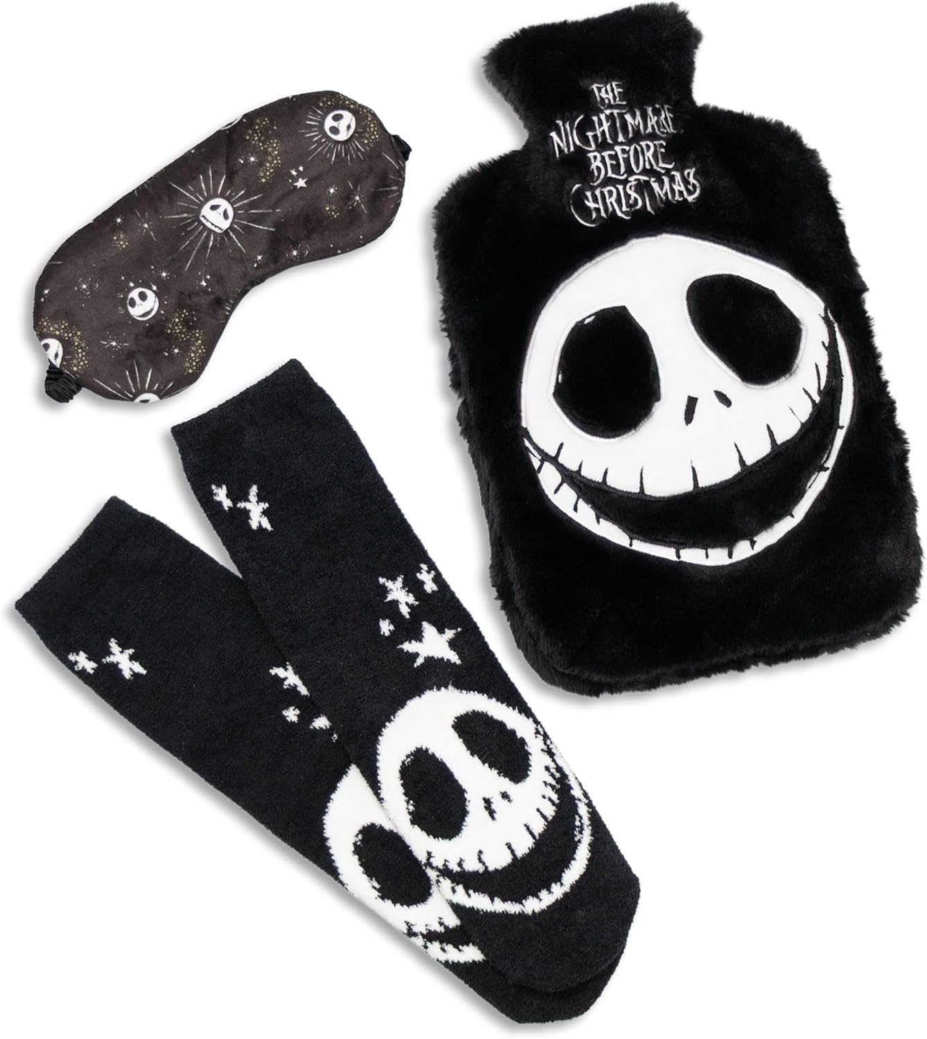 Disney The Nightmare Before Christmas Jack Skellington Black Hot Water Bottle with Eye Mask and Socks Set | Disney Merch