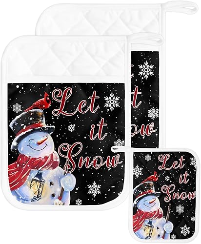 Miniatura 48 de Christmas Deer 2Pcs Pot Holders for Kitchen, Non Slip & Heat Insulation Terry Cloth Potholder Set with Pocket, Thick Hot Pad Oven Mitts Trivet