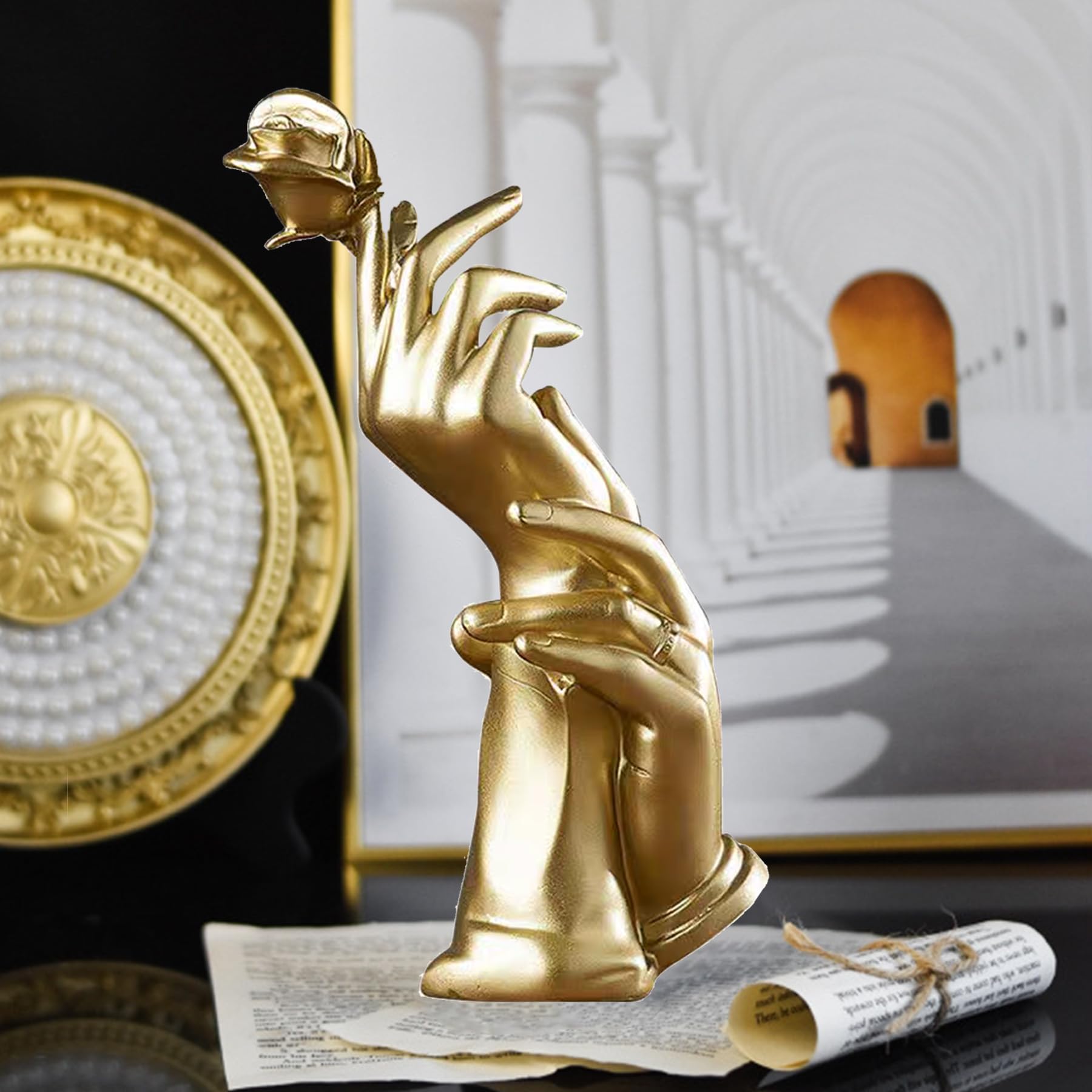 Statue e sculture di gesti, statue di gesti astratti, decorazione per la casa, perfetta per matrimoni, scrivania, decorazione, regali (oro)