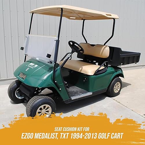 Miniatura 3 de Huskey Parts Company Juego de cojines de asiento delantero para carrito de golf, color bronceado para EZGO Medalist, TXT 1994-2013 carrito de golf,