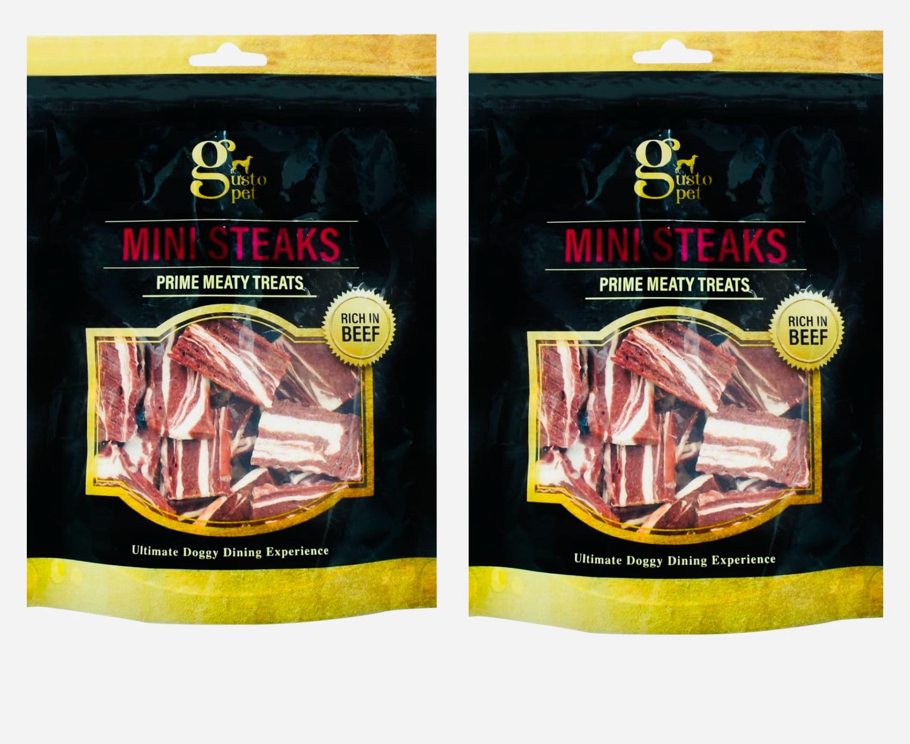 2x Doggie Delights Dog Treats For Dogs Premiam Quality Delicious Doggie Healthy Treats High In Protein Low in Fat Real (2x Mini Steaks - Each 130g) โ image 1