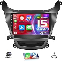 Vista 1 de [4+64G] Android 15 Estéreo de coche para Hyundai Elantra 2014-2016, Hikity 9 pulgadas IPS pantalla táctil Radio inalámbrico Carplay Android Auto