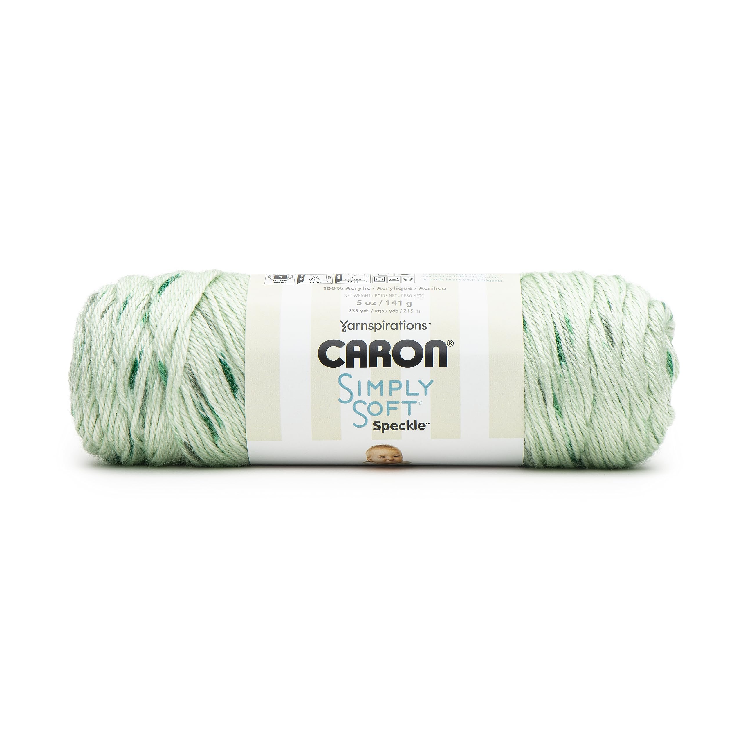 Caron Simply Soft Speckle White Sage Yarn - 3 Pack of 5oz/141g - Acrylic - #4 Worsted (Medium) - 235 Yards - Knitting & Crochet - 2