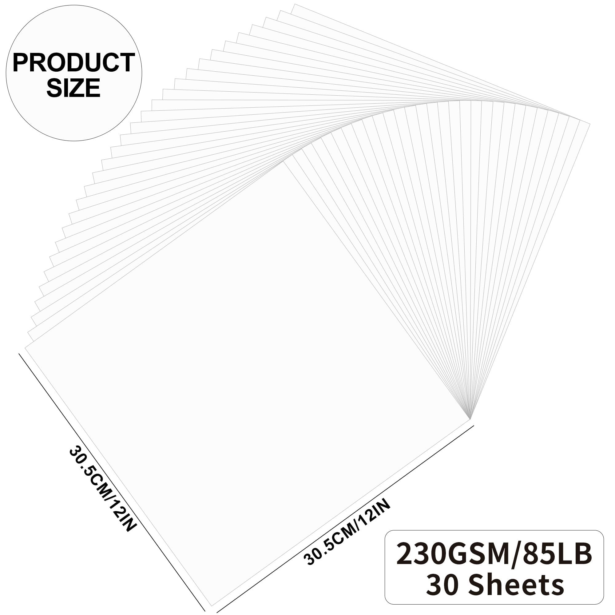 30 Sheets White Cardstock, 12’’ x 12’’ Heavy Weight 230g/85lb Cover Card Stock Paper Perfect for Scrapbooking Crafts - Image 2