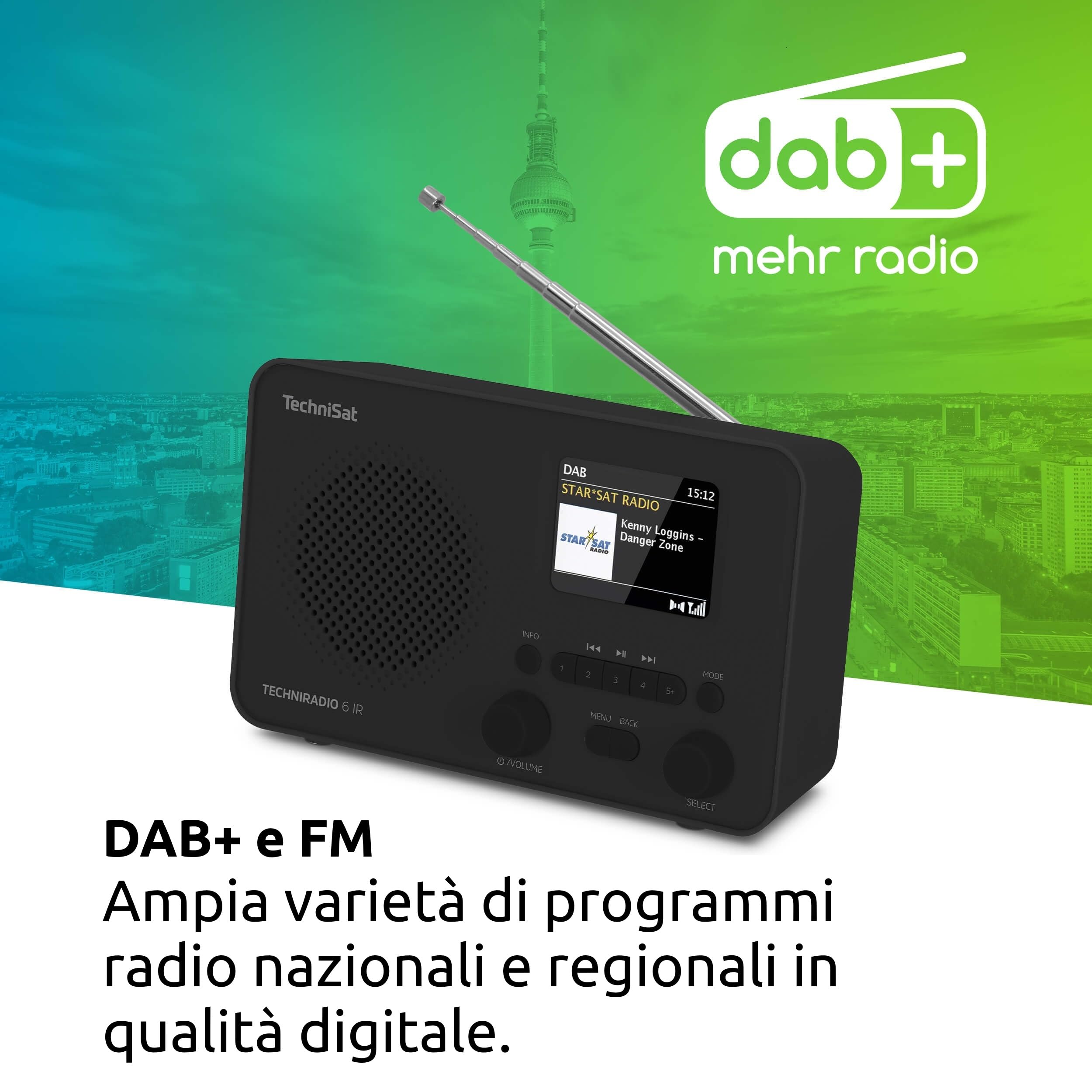 TechniSat TECHNIRADIO 6 IR Radio Internet portatile DAB+ UKW WLAN Bluetooth nero