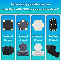 Vista 5 de 300 PCS Cinta Adhesiva de Doble Cara para Paneles de Espuma Acústica Insonorizante, Almohadillas Adhesivas Cuadradas de Servicio Pesado para Paneles