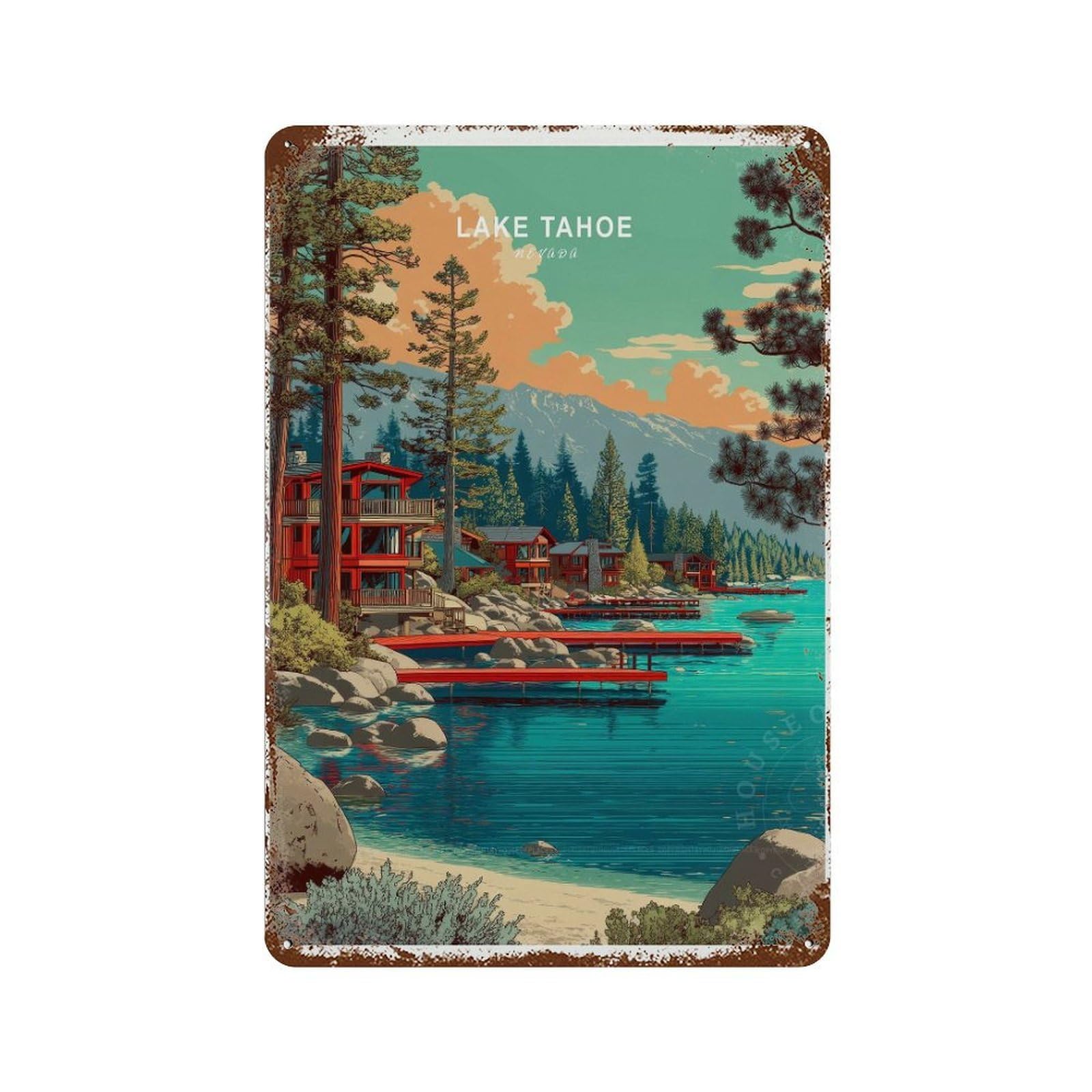 xiaoxiaoshen Lake Tahoe Nevada Travel, Home Decor (2) Wall Decor Art Metal Tin Poster Modern Home Decor Art Home Bar Shop Decorations Vintage Sign 30x20cm