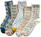 SENCODA Lavish Lavender Argyle Socks: Elegant Vintage Floral Frill & Jeweled Cotton Detail for Spring & Summer Style