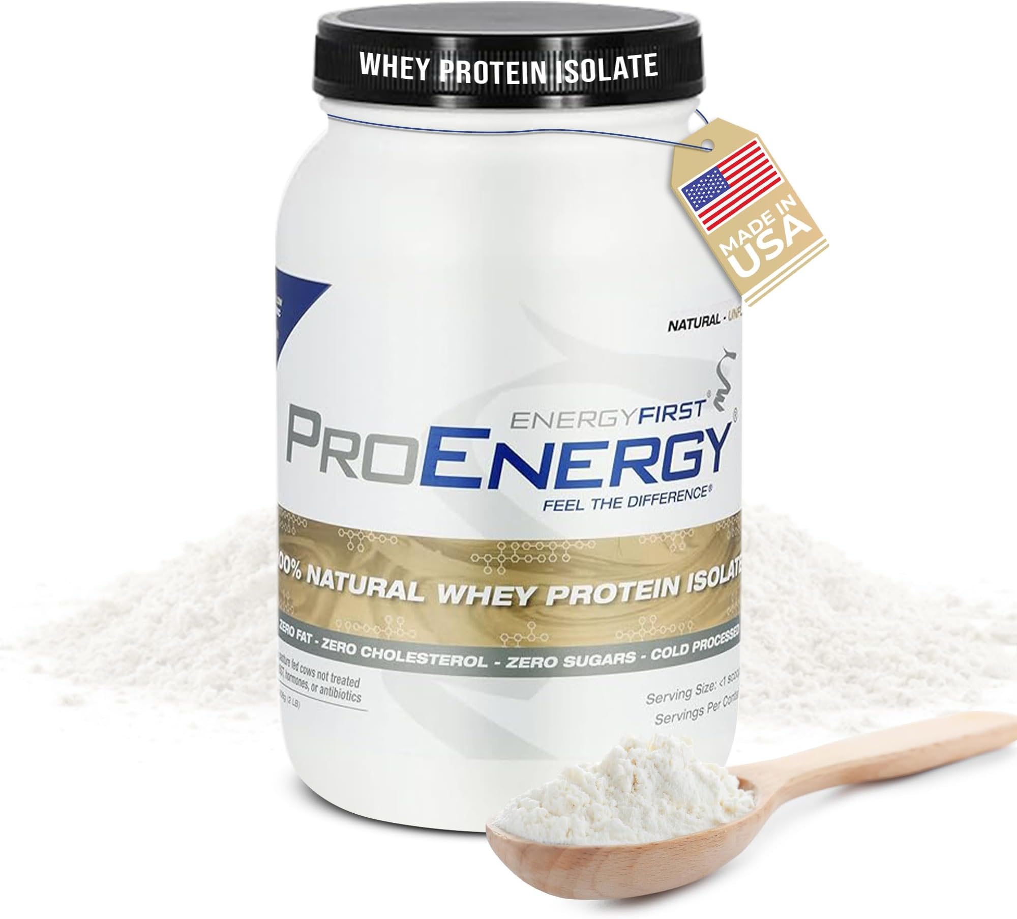 EnergyFirst Natural Grass Fed Whey Protein Isolate Powder, Unflavored Protein Powder, ProEnergy Protein Shake for Meal Replacement & Post Workout Recovery, Non-GMO, Sugar & Gluten Free 36 Servings