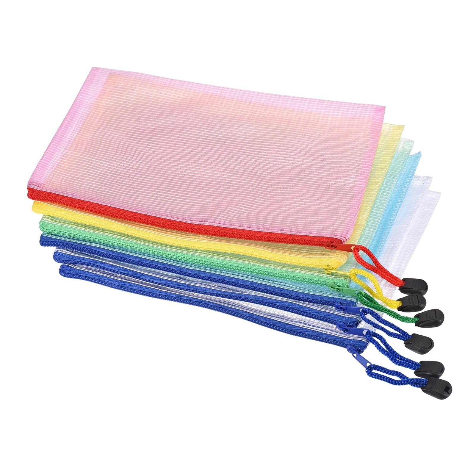 Lot de 24 pochettes en plastique A4 avec fermeture éclair - Couleurs mélangées - Pour l'école, le bureau et le rangement de documents de bureau
