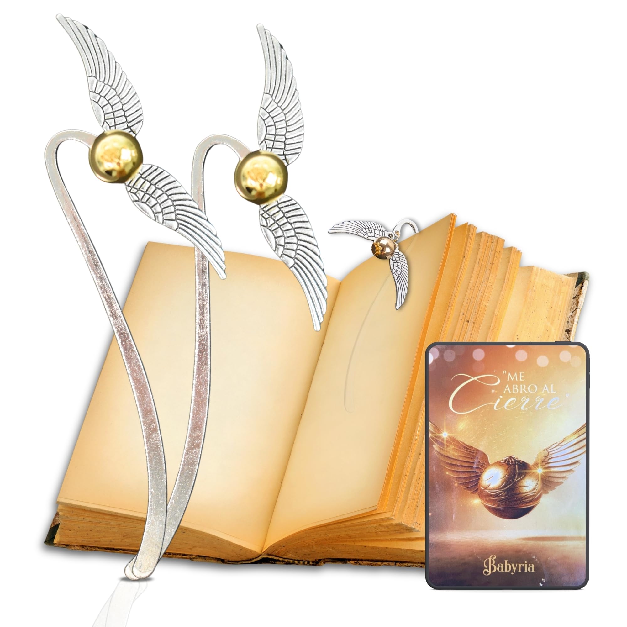 Kit 2 UDS - Marcapaginas Separador de Libro Snitch Dorada Harry Potter : Regalos Originales Merchandising,Marca Paginas para Libros,Accesorios Marcapáginas punto Fans de la Saga (Estandar)