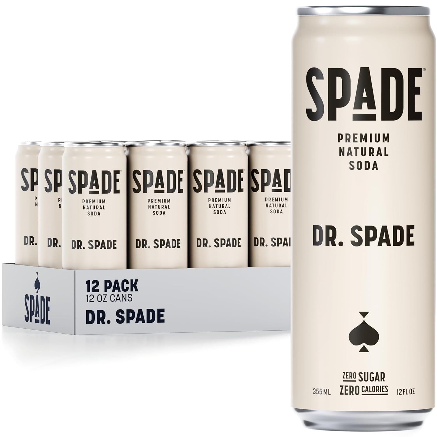 Dr. Spade Zero Sugar Soda 12-Pack: All-Natural Stevia Cola with Electrolytes, Magnesium & Potassium - Non-GMO, Vegan, Bold Refreshing Taste