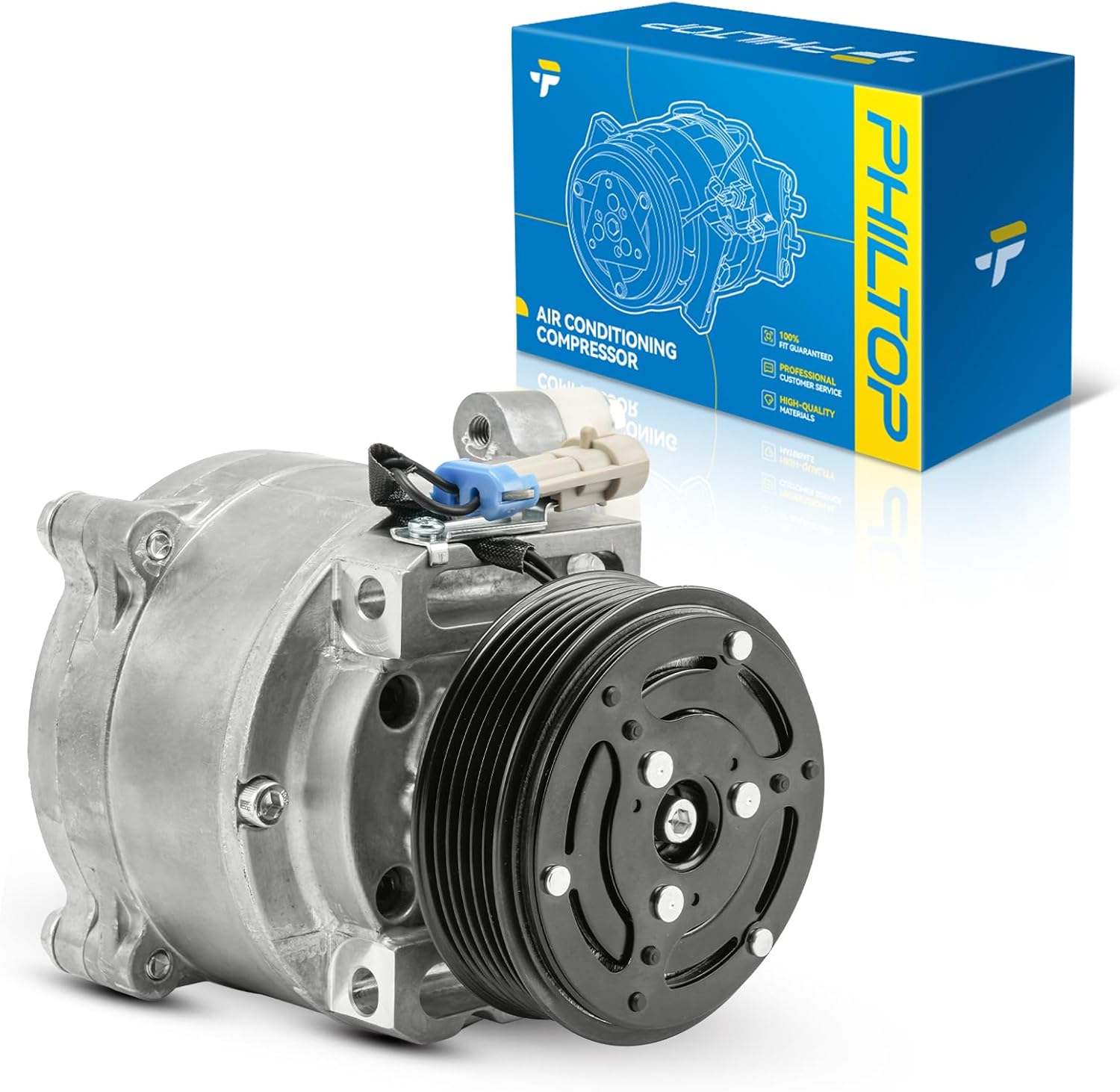 PHILTOP 98495 AC Compressor with Clutch Fit for Trax 2015-2022, Encore 2013-2022, Encore GX 2020-2021, Sonic 2013-2018 1.4T, Sonic 2019-2020, Air Conditioning Compressor