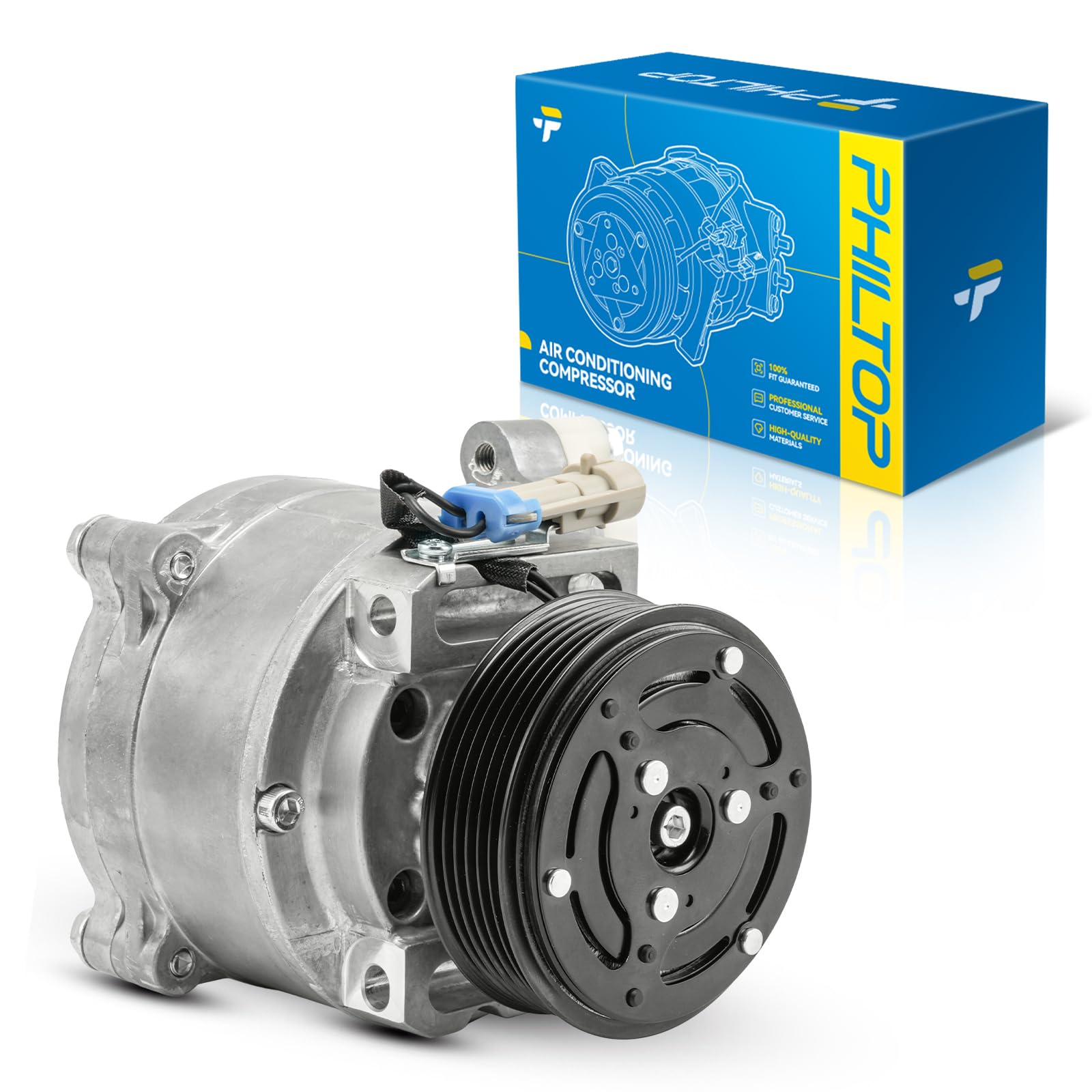 PHILTOP 98495 AC Compressor with Clutch Fit for Chevy Trax 2015-2022, Encore 2013-2022, Encore GX 2020-2021, Sonic 2013-2018 1.4T, Sonic 2019-2020, Air Conditioning Compressor
