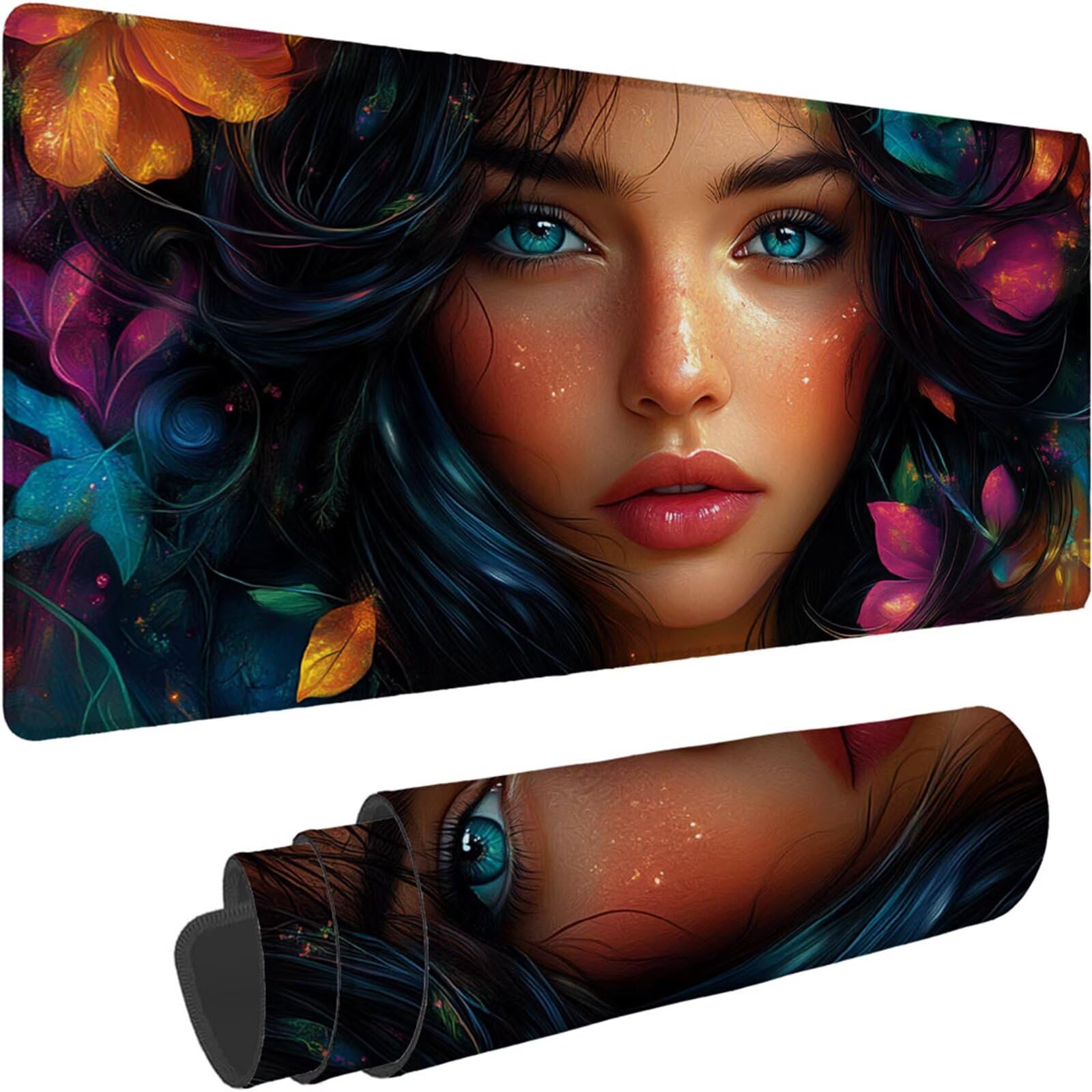 Gamingowa podkładka pod mysz 1200 x 600 x 3 mm, XXL, wodoszczelna, odporna na ścieranie, z przyszytymi krawędziami, podkładka na biurko, poprawia prędkość i precyzję, pod laptopa, komputera, wzór
