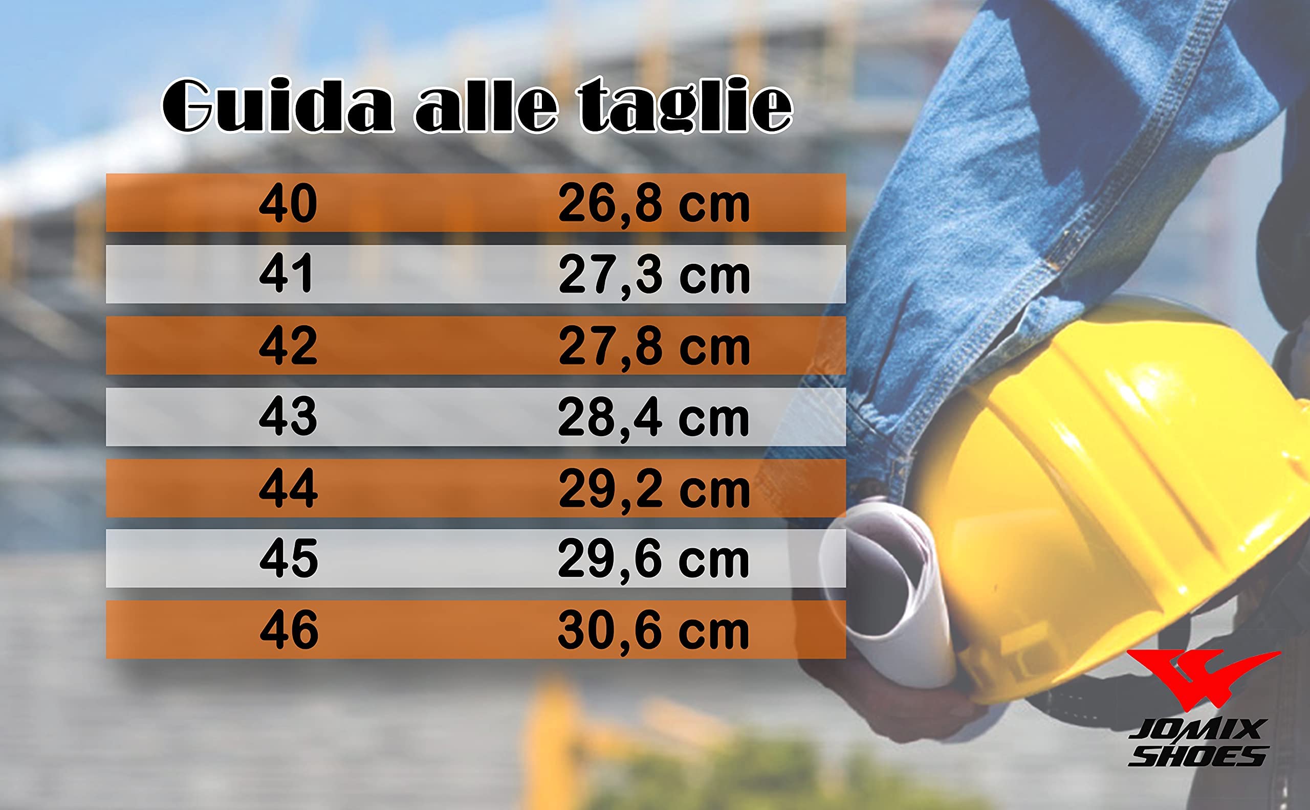 JOMIX Buty ochronne dla mężczyzn i kobiet, buty robocze dla chłopców, antypoślizgowe, wzmocniona końcówka, stal, 04 szary pomarańczowy, 47 EU