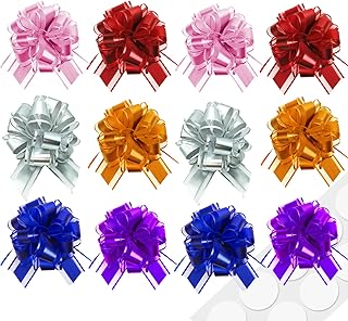 Pull Bows for Gift Wrapping: 12 Pcs 6-Inch Large Waterproof Multi Color Ribbon Bows - Birthday Christmas Presents Packaging Accessories & Outdoor Holiday Decorations