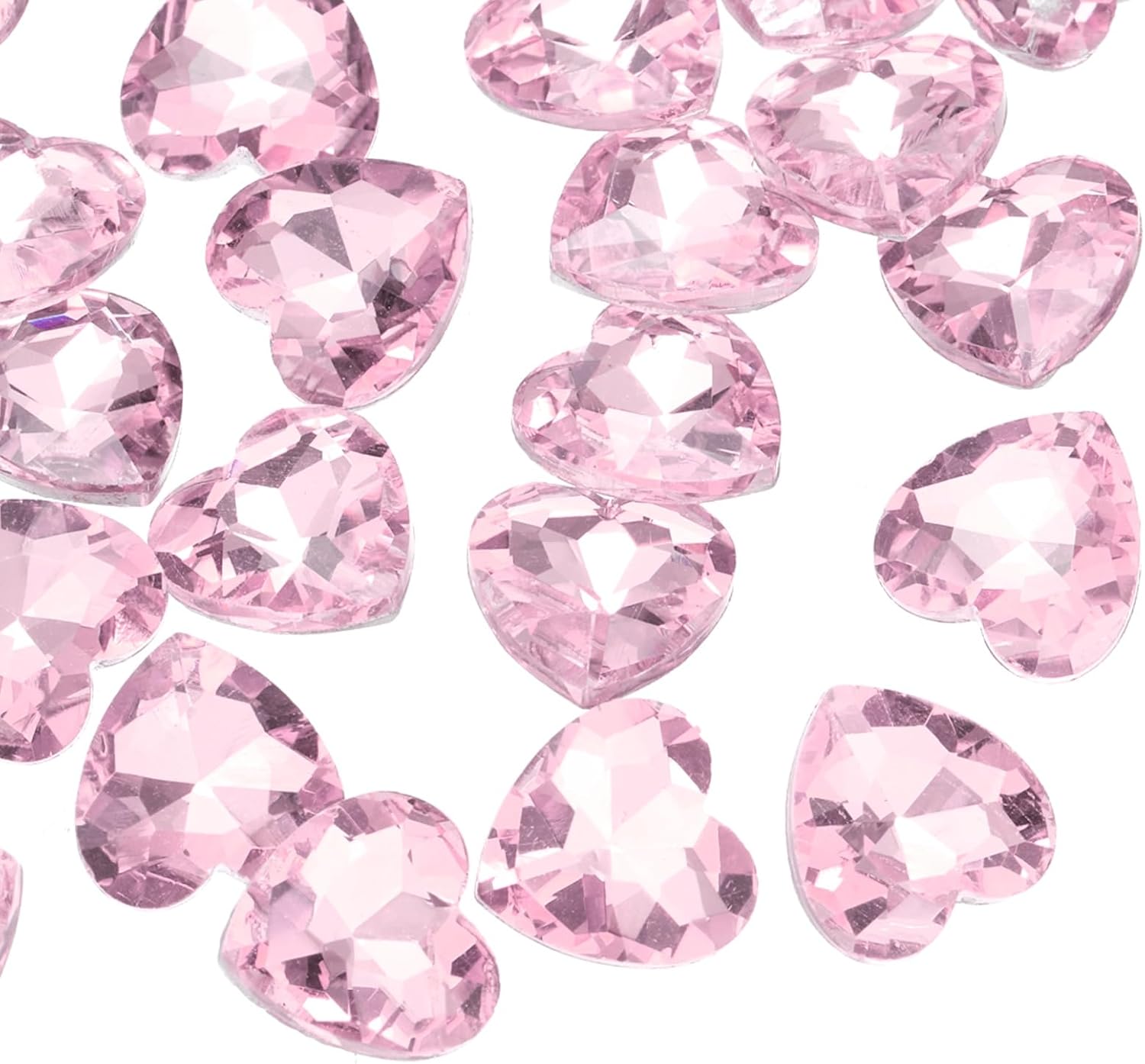MECCANIXITY Heart Crystal Rhinestones, 12mm Pointback Glass Rhinestone Crystals Gems for DIY Crafts Jewelry Making Costume Decorating, Pack of 50 (Pink)