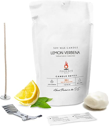 Phoenix Wick Kit de fabricación de velas, transforma cualquier cosa en una vela, kit de fabricación de velas con mecha + cera de 7 onzas (aroma a