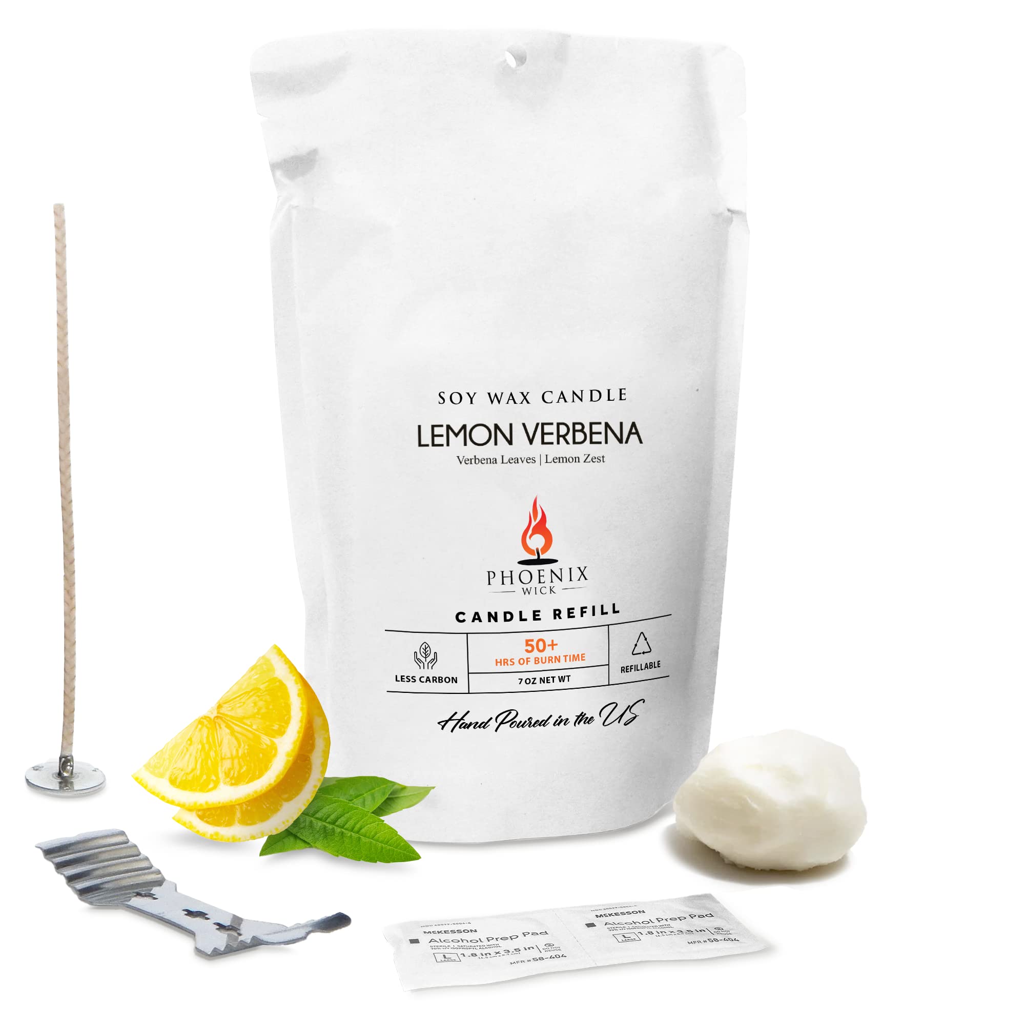 Phoenix WickCandle Making Kit – Transform Anything Into A Candle – Candle Making Kit with Wick + 7oz Wax (Lemon Verbena Scent)