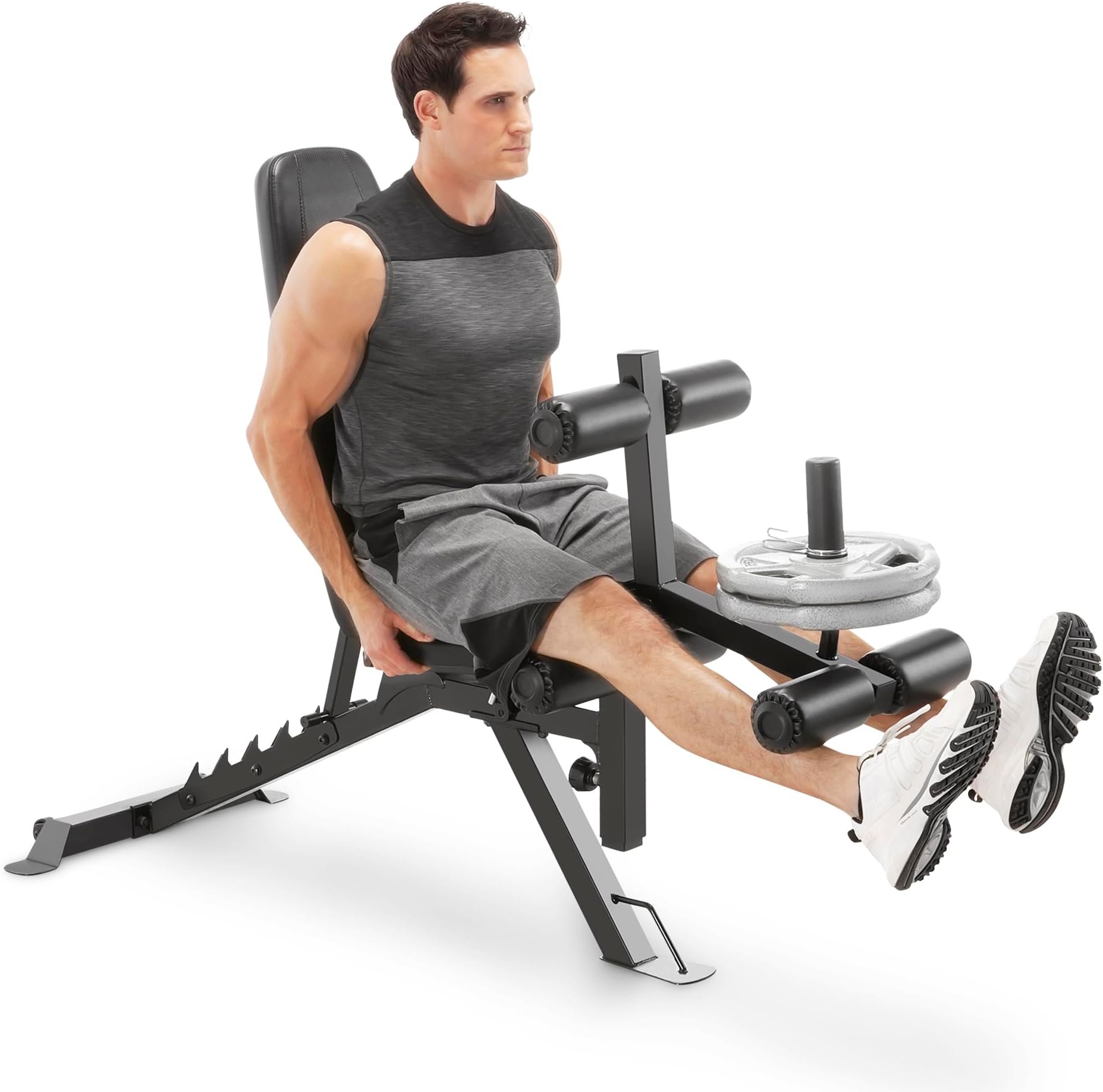 Marcy Adjustable 6 Position Utility Bench with Leg Developer and High Density Foam Padding SB-350,dark gray, One Size