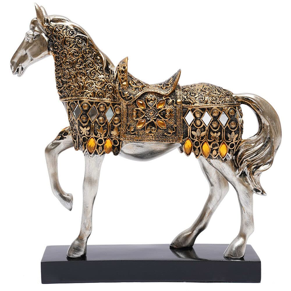 Statua in Resina di Cavallo al trotto Dorato retrò Animale Scultura squisita Decorazioni per l'home Office Decorazioni per Le Vacanze inaugurazione della casa Regalo