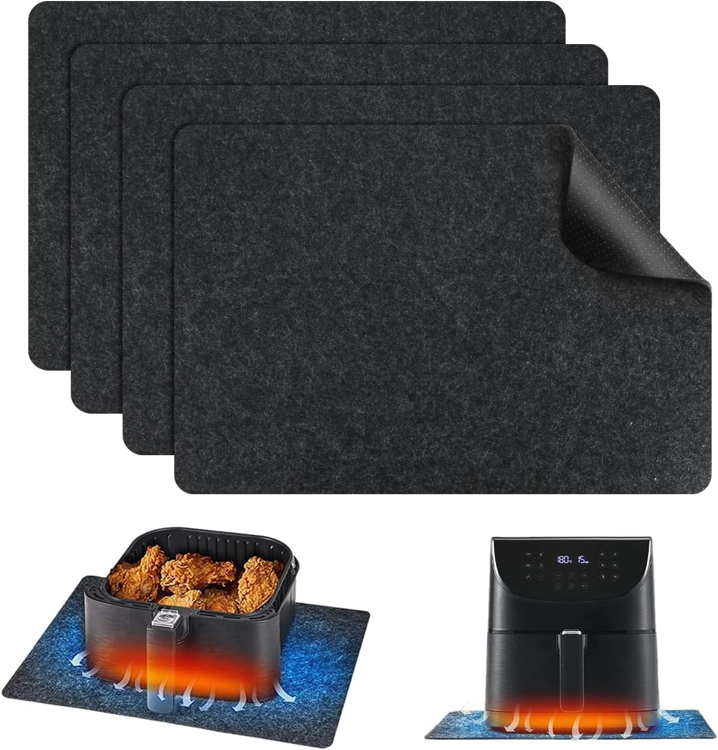 DGHOME Heat Resistant Mat for Air Fryer, 3 PCS Kitchen Countertop Heat Protector Mat with Kitchen Appliance Sliders Function for Ninja Air Fryer, COSORI, Tower, Coffee Maker,Microwave DGHOME Heat Resistant Mat for Air Fryer, 3 PCS Kitchen Countertop Heat Protector Mat with Kitchen Appliance Sliders Function for Ninja Air Fryer, COSORI, Tower, Coffee Maker,Microwave