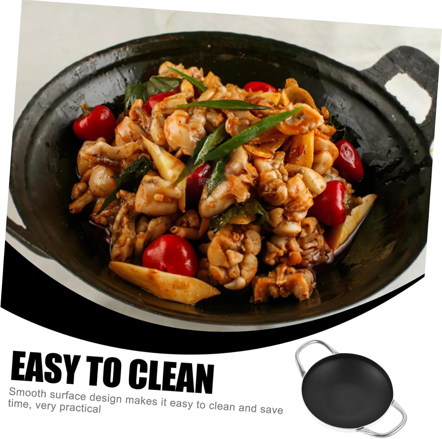 Aluminum Cooking Pan with Double Handles, Smooth Surface for Kitchen Use