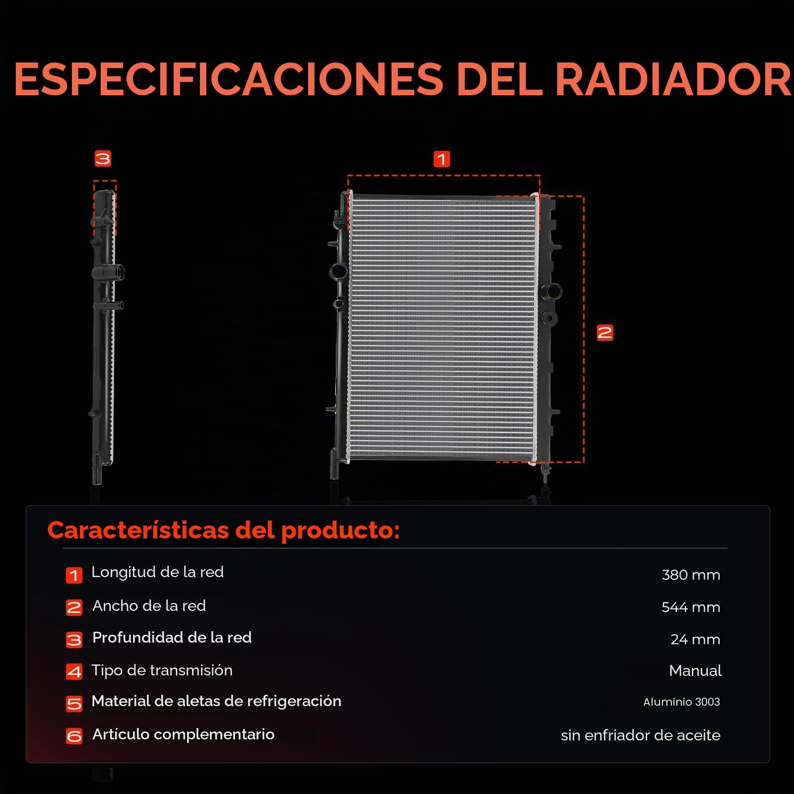 Frankberg Radiador enfriador de agua enfriador de motor 63502A | Compatible con: Plataforma/chasis Partner 5 G, Xsara N1, 206 Furgoneta, Berlingo/Berlingo Primer monovolumen GFK GJK MF