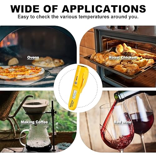 Miniatura 7 de Termómetro infrarrojo para alimentos sin contacto, termómetro láser digital IR para cocinar, lectura instantánea de -22 F a 527 F, higiénico seguro