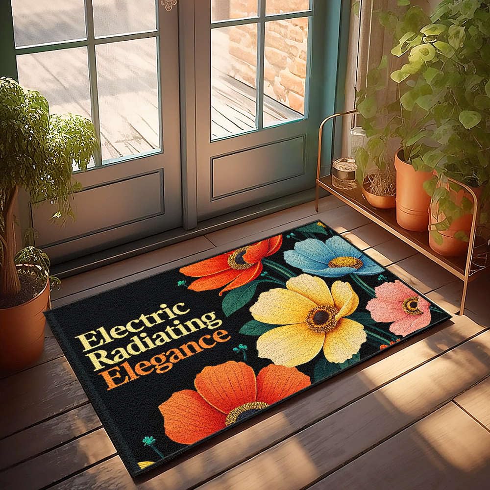 Tapis de porche électrique multicouche floral déco homme 65 x 90 cm