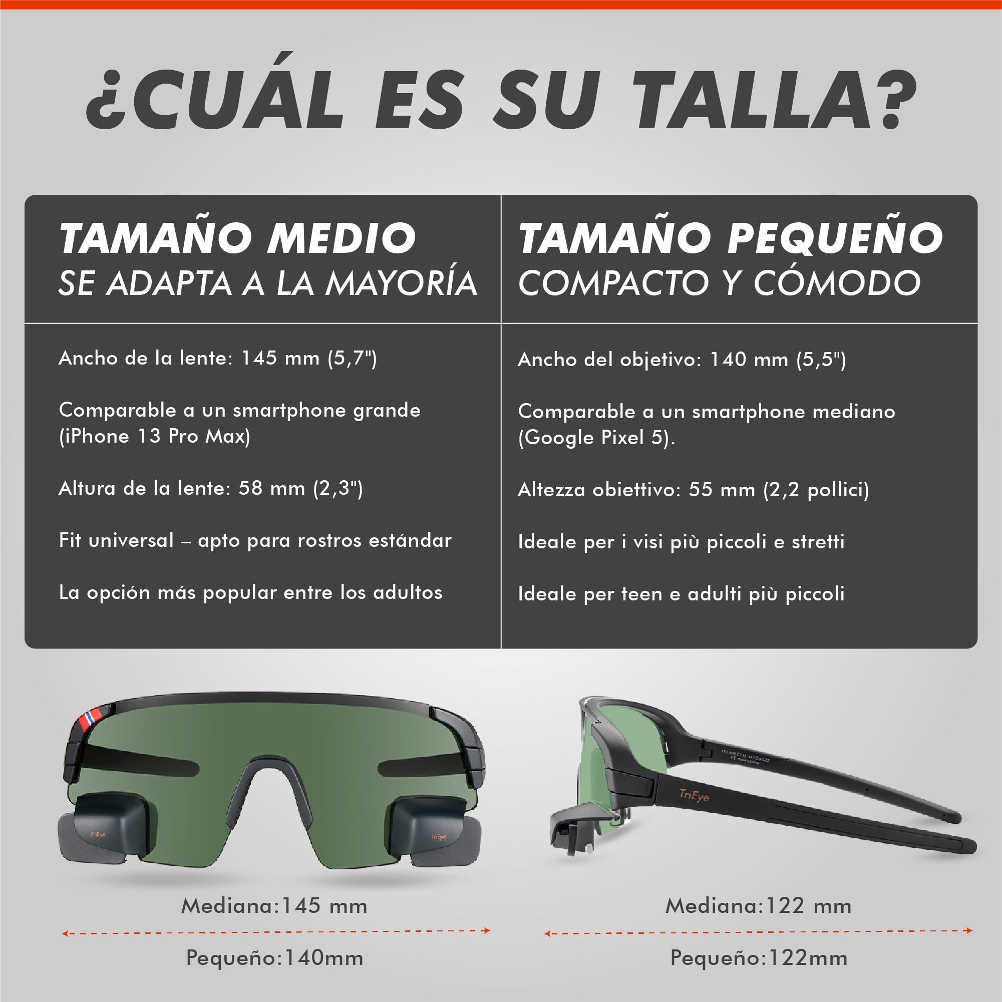 TriEye View Sport Gafas de sol polarizadas hombre mujer – Gafas de ciclismo con espejo retrovisor integrado, montura ligera TR90, protección UV400