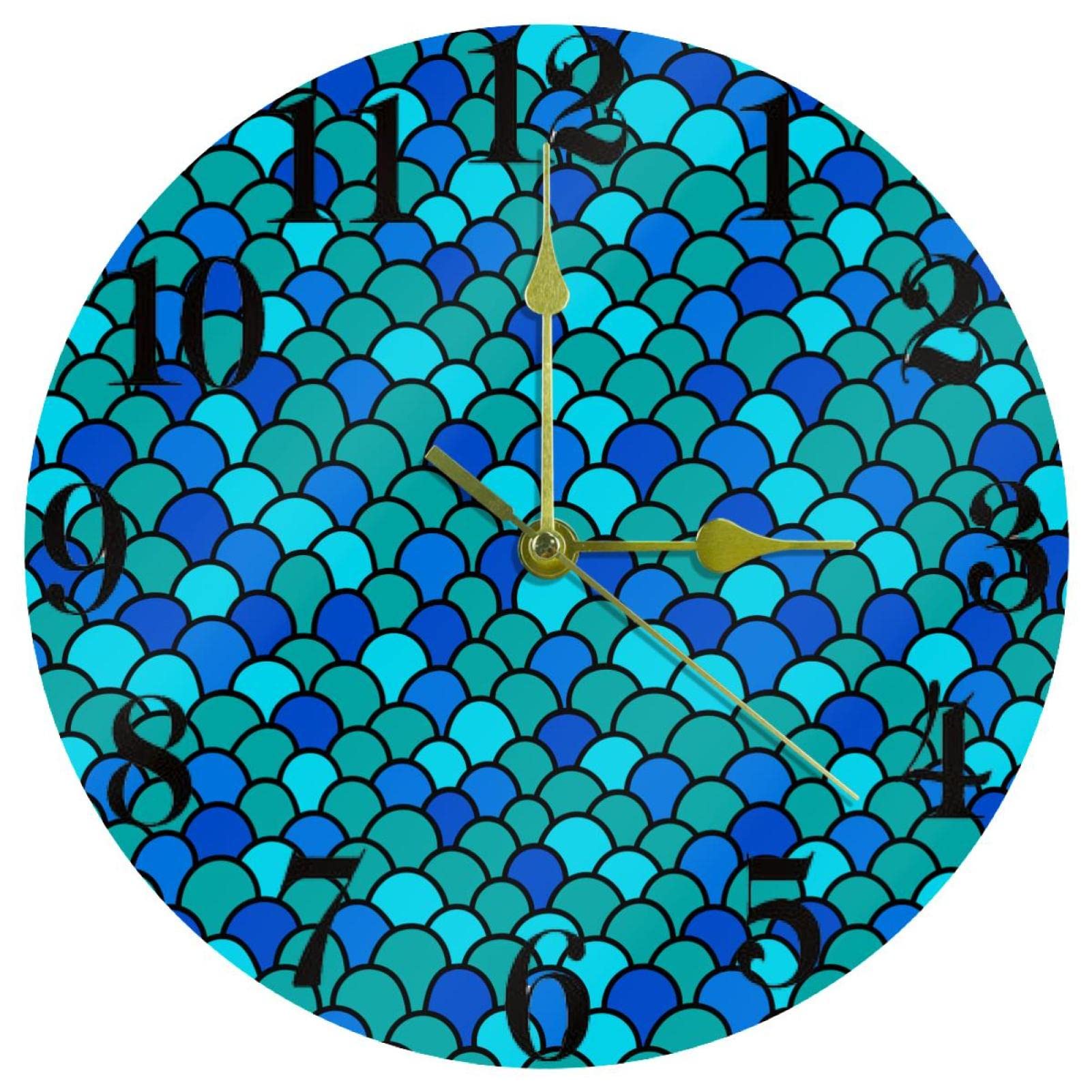 Horloge murale à quartz sirène verte pour décorer la cuisine familiale