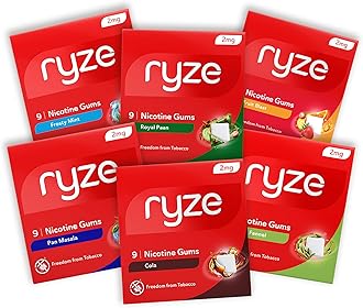 Nicotine Gum Variety/Trial Pack, 54 Count – (6 Flavors*9 Gums each) | Sugar-Free | FDA Approved | Smoking Cessation Support | Gentle on Throat