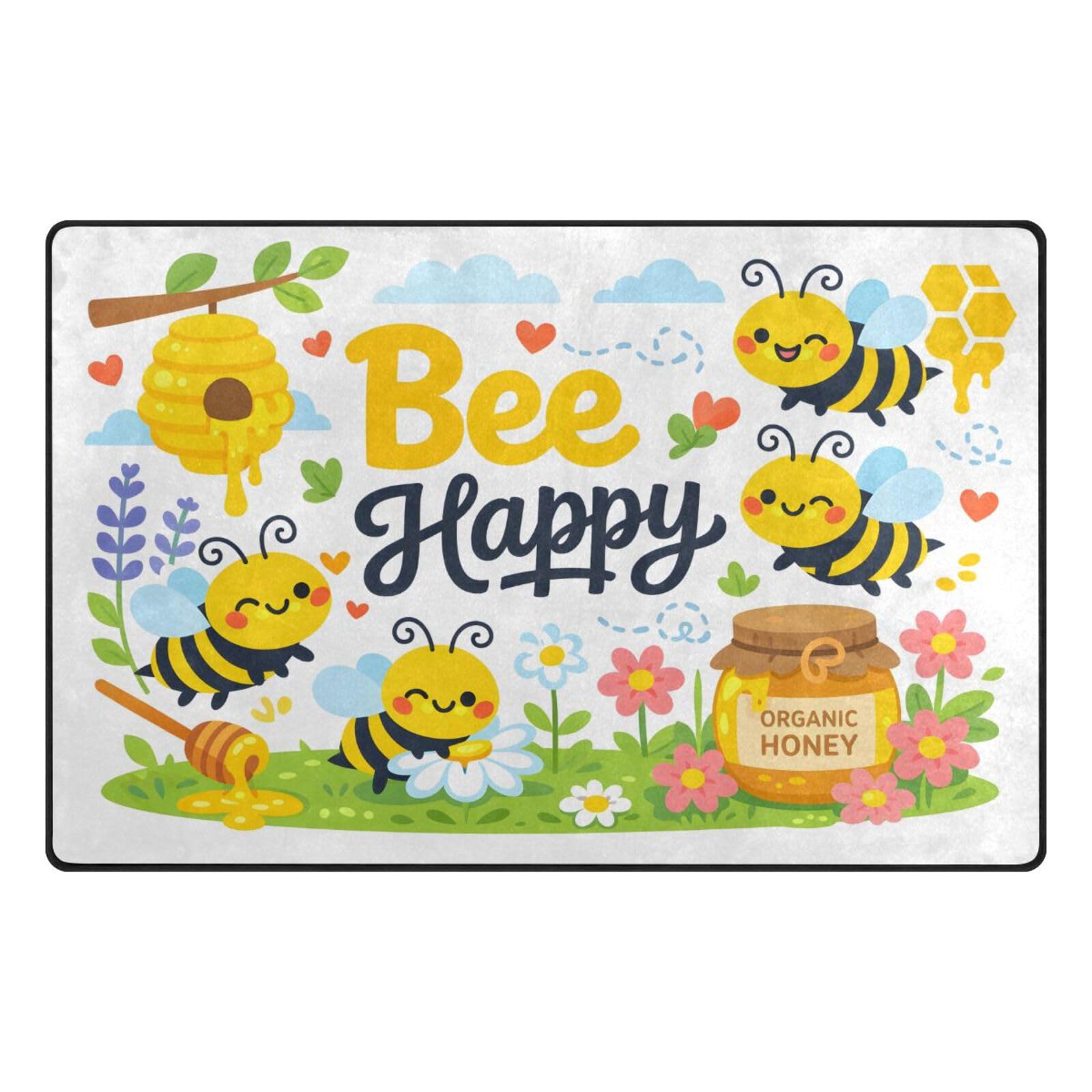 Alfombra de abejas y miel ALAZA de 3x5 pies para decoración de salón