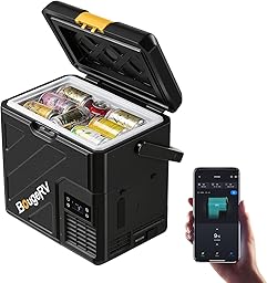 BougeRV CRH20 12V Car Fridge, 20L Compressor Refrigerator, Portable Freezer, IPX4 APP Control -20℃ to 20℃, 12/24V DC, 110~240V AC for RV Road Trips Truck Camping Outdoor (2026 New)