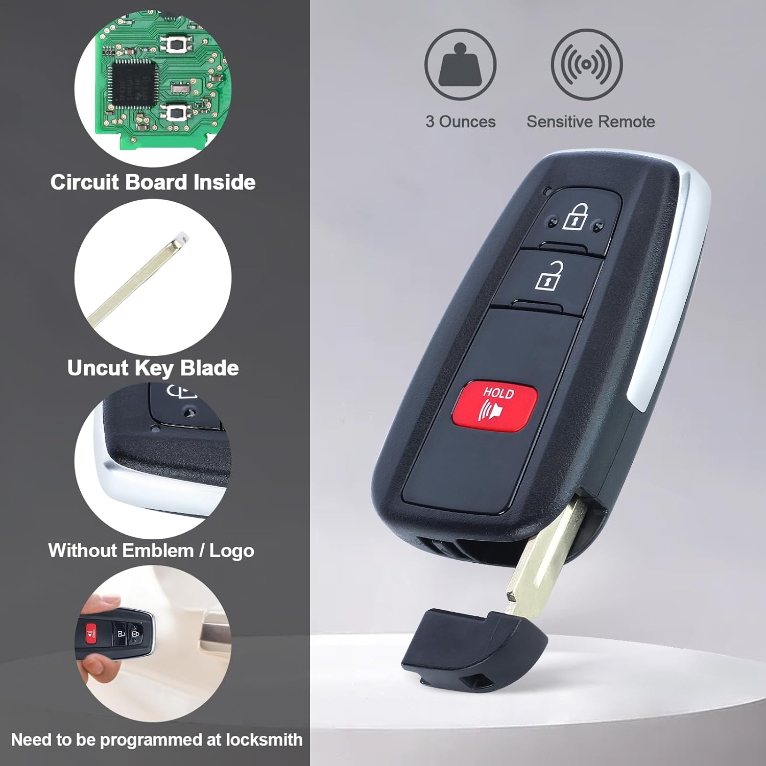 Keyless Entry Remote Smart Key Fob Replacement 8A Chip for Toyota Prius 2016 2017 2018 2019 2020 2021 Board ID:231451-0351G P/N:89904-47530 FCC ID:HYQ14FBC