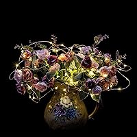 Vista 6 de RUICHEN Guirnalda de luces de alambre de cobre enchufable de 33 pies, 100 luces LED con carrete, blanco cálido