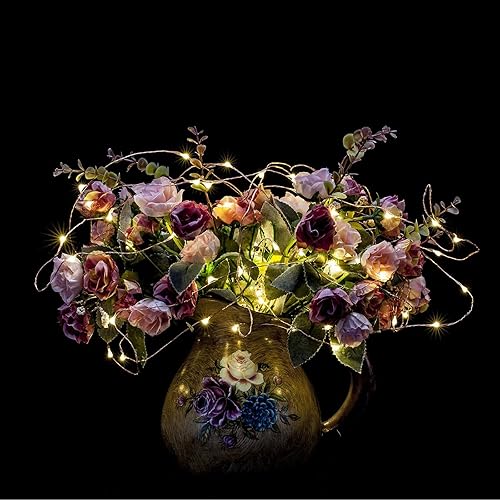 Miniatura 6 de Guirnalda de luces de alambre de cobre enchufable de 33 pies, 100 luces LED con carrete, blanco cálido